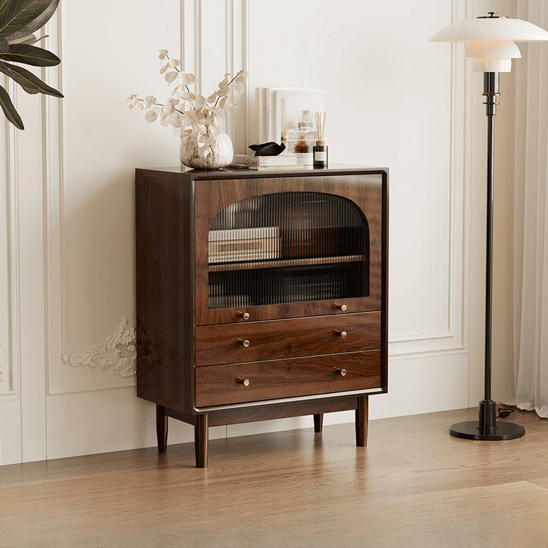 Independent Composite Wood Utility Storage Cabinet with Cabinet, Glass Door, Flexible Shelf, and Cabinet Knobs in Cocoa thumbnail 3