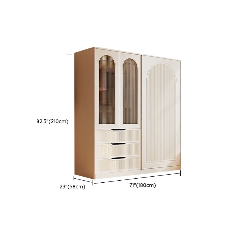 Chalk Almirah in Timber with Clothing Rod, 3 Cabinets/2 Cabinets and 5-Drawer/4-Drawer/3-Drawer in a Minimalist Style, 3-Shelf/2-Shelf Included/Not Included thumbnail 16
