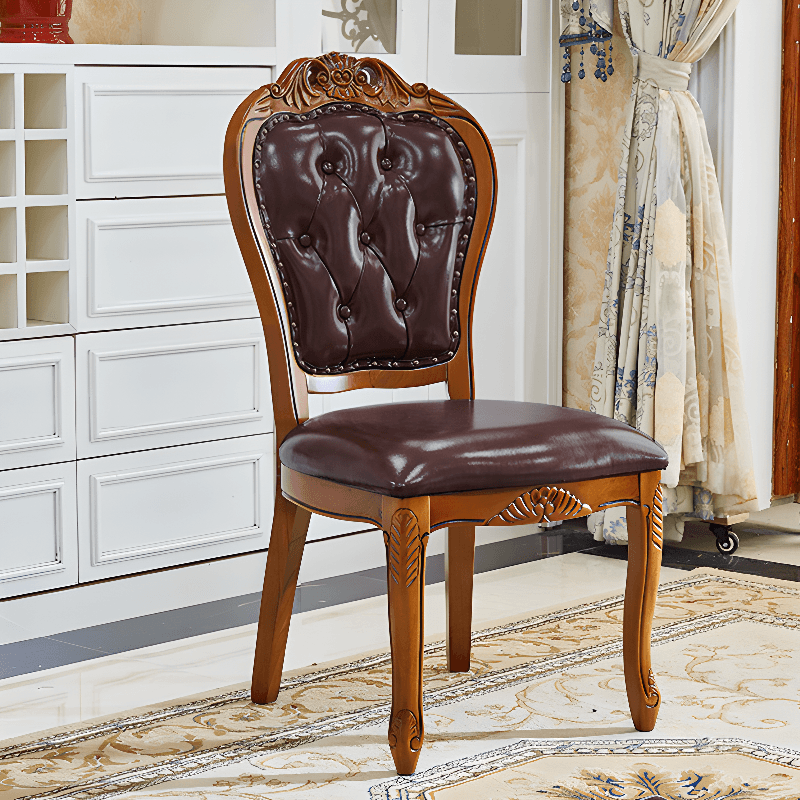 Retro Rectangular Brown Solid Wood Dining Table Set with Four Legs and Fixed Table thumbnail 4