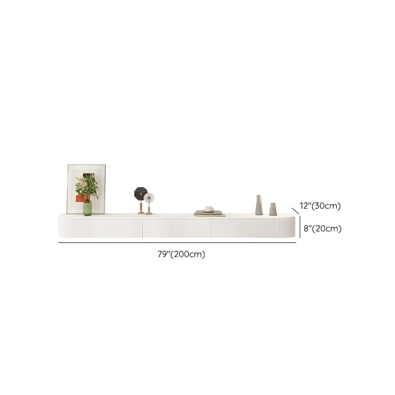Deco Wall Mounted Wood TV Stand in White with 2 Drawers and 1 Cabinet thumbnail 16