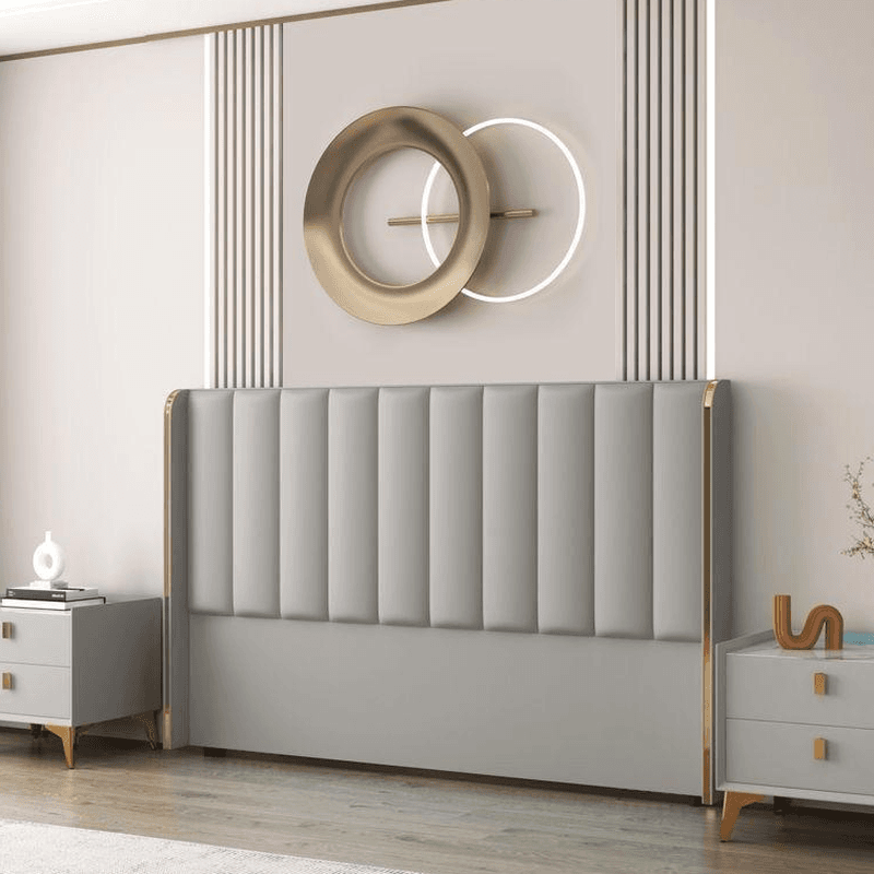 Modish Style Wingback Headboard in Timber with No Distressing, Rectangle Shape for King/Queen/Full Bed, Featuring Sponge Upholstery and Standard Height thumbnail 1