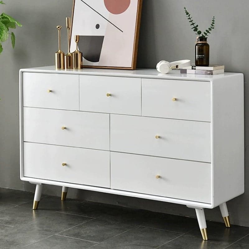 Five-Drawer Wooden Dresser, Natural Color, Modern Design, 50in Length, Pre-Drilled thumbnail 7