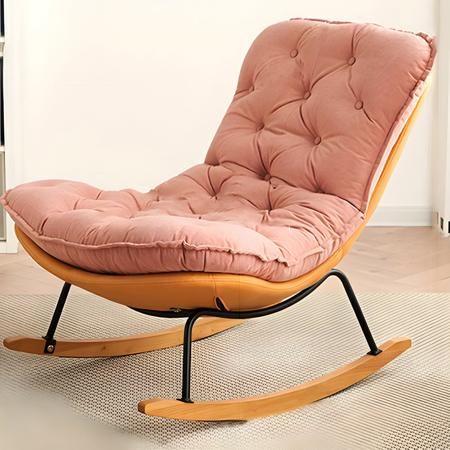 41" Wide Upholstered Button-Tufted Rocking Accent Chair with Legs thumbnail 5