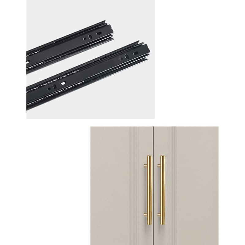 Art Deco Chalk Manufactured Wood Free Standing Interior Shelves Wardrobe with Soft Close Drawer and Hanging Rod thumbnail 11