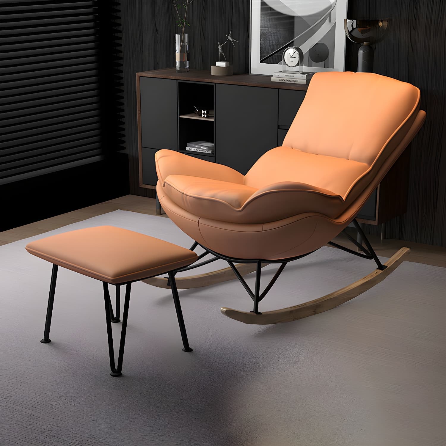 Modern Tufted Cushions Glider Spindle Children Glider with Ottoman thumbnail 4