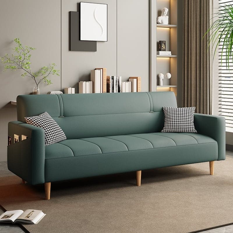 Trendy Scratch-immune Convertible Sofa in Light Gray/Light Blue/Olive Green with Arm, 4-seater/2 People/Seats 3, Receptacle Storage, and 2 Pillows thumbnail 3