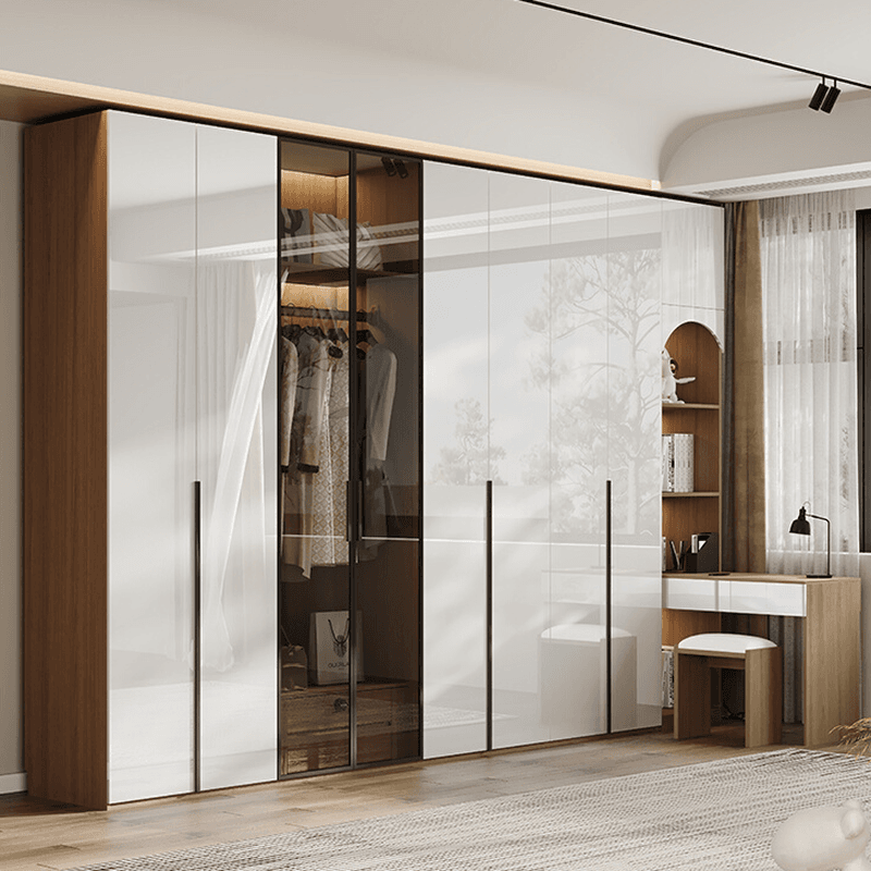 Casual White Lumber Wardrobe Closet with Soft Close Drawer, Door, Interior Shelves, and Clothing Rod thumbnail 1