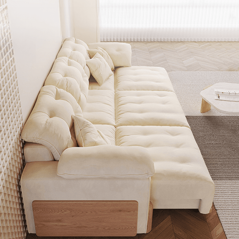 Modish Solid Color Scratch-durable Standard Sofa/Single Sofa in Off-White, Seats 4/2-seater/3 with 2 Pillows thumbnail 2