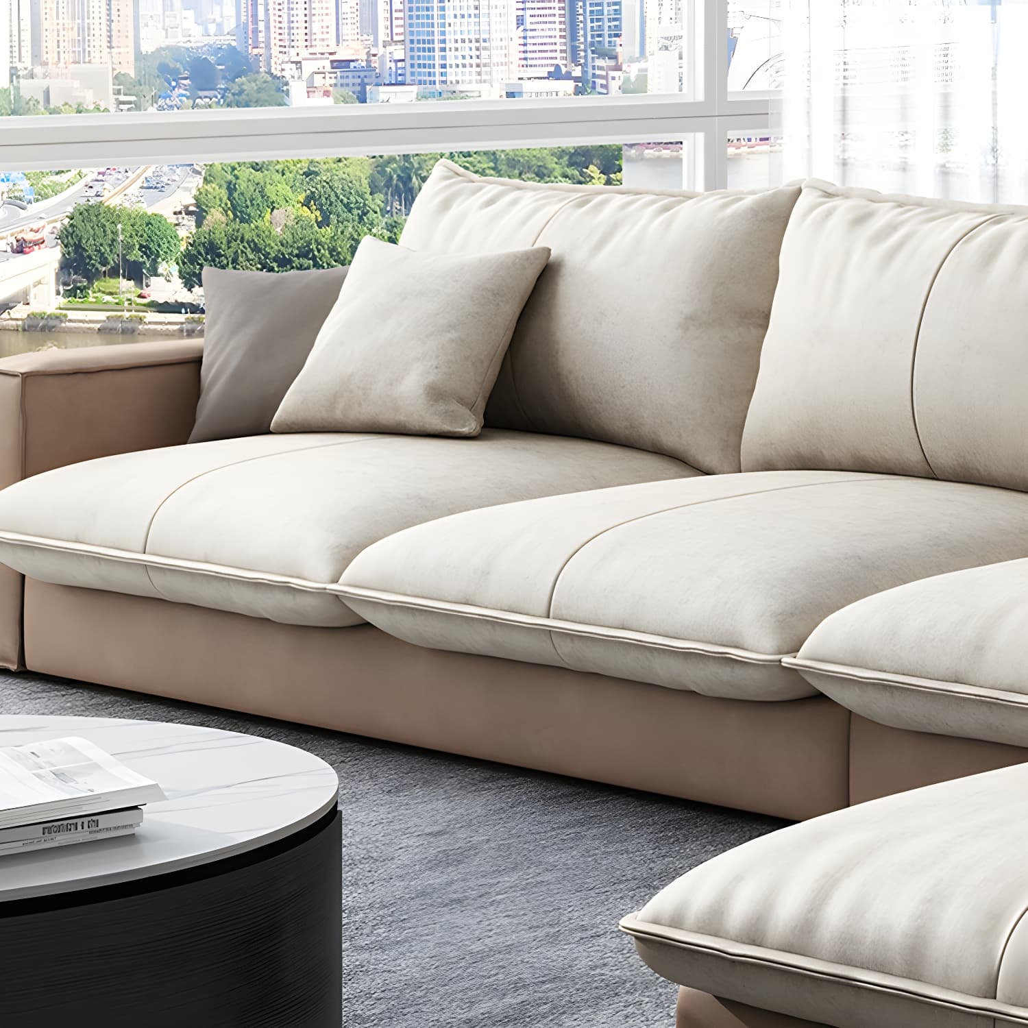 Scandinavian Pillow Back Sectional with Square Arm for Living Room thumbnail 10