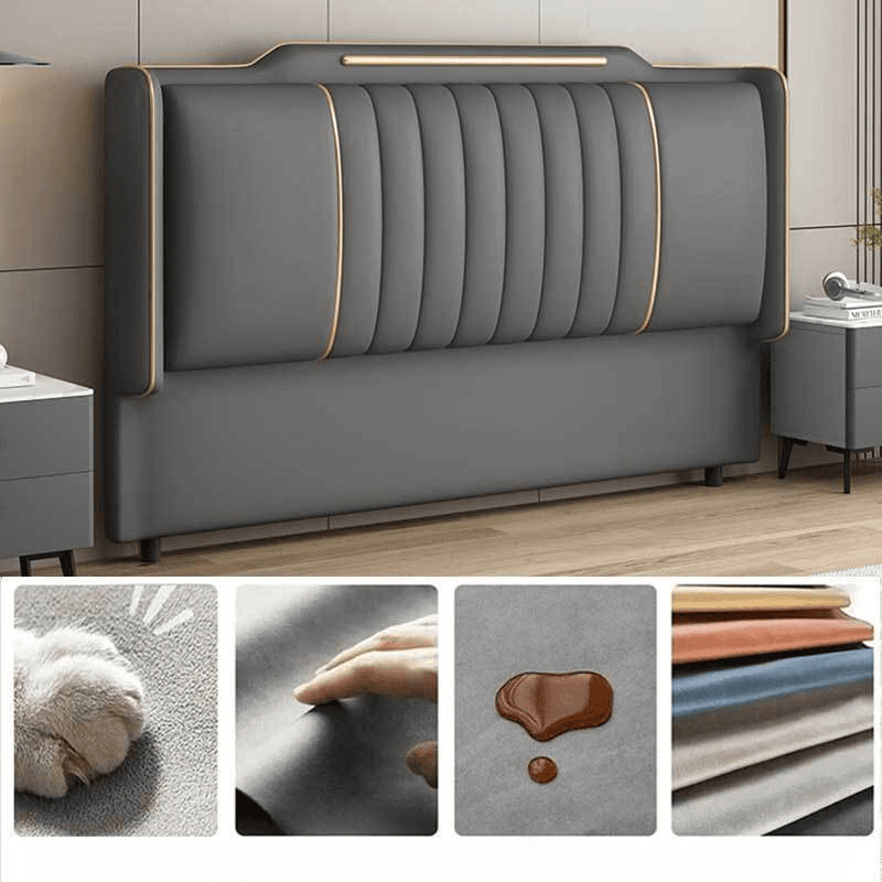 Simplistic Wingback Headboard with Camelback Shape in Pine Wood, Available in Full/King/Queen Sizes, Featuring Sponge Upholstery and Standard Height, No Distressing thumbnail 5