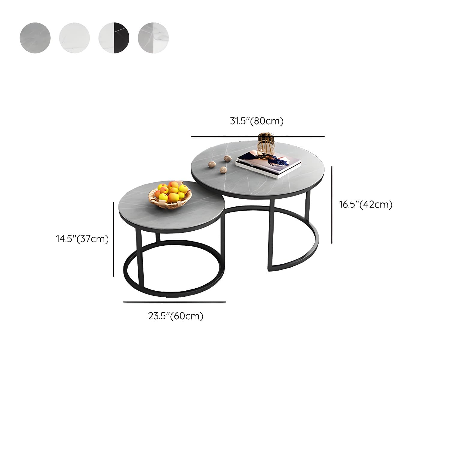Modern Nesting Coffee Table Set Frame Round Coffee Table Set with Drawer thumbnail 23
