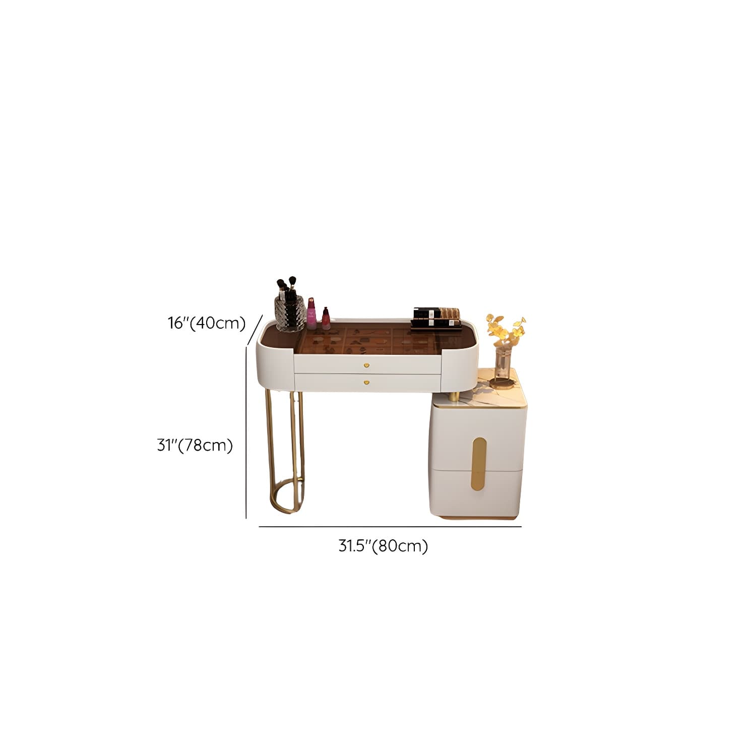 Contemporary Glass Top Vanity Dressing Table With 4/5 Drawers thumbnail 16