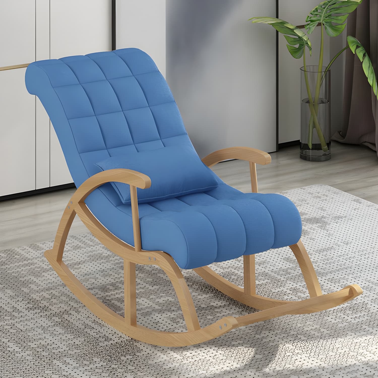 Modern Upholstered Rocking Chair with Track Arms - Comfortable and Stylish Design thumbnail 3