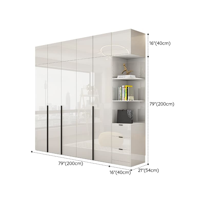 Solid Wood White Wardrobe Armoire with Drawers, Clothing Rod, and Shelves thumbnail 33
