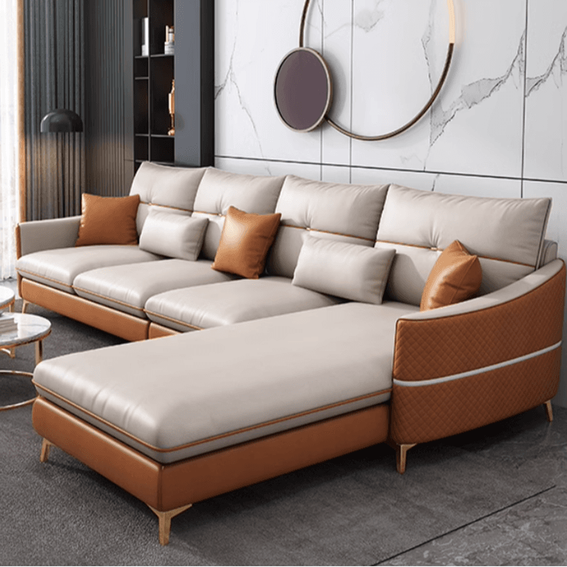 Straight/L-Shape Sofa/Sofa Chaise with Horizontal/Right Orientation, Sloped Arms, and Stitch-tufted Detailing thumbnail 1