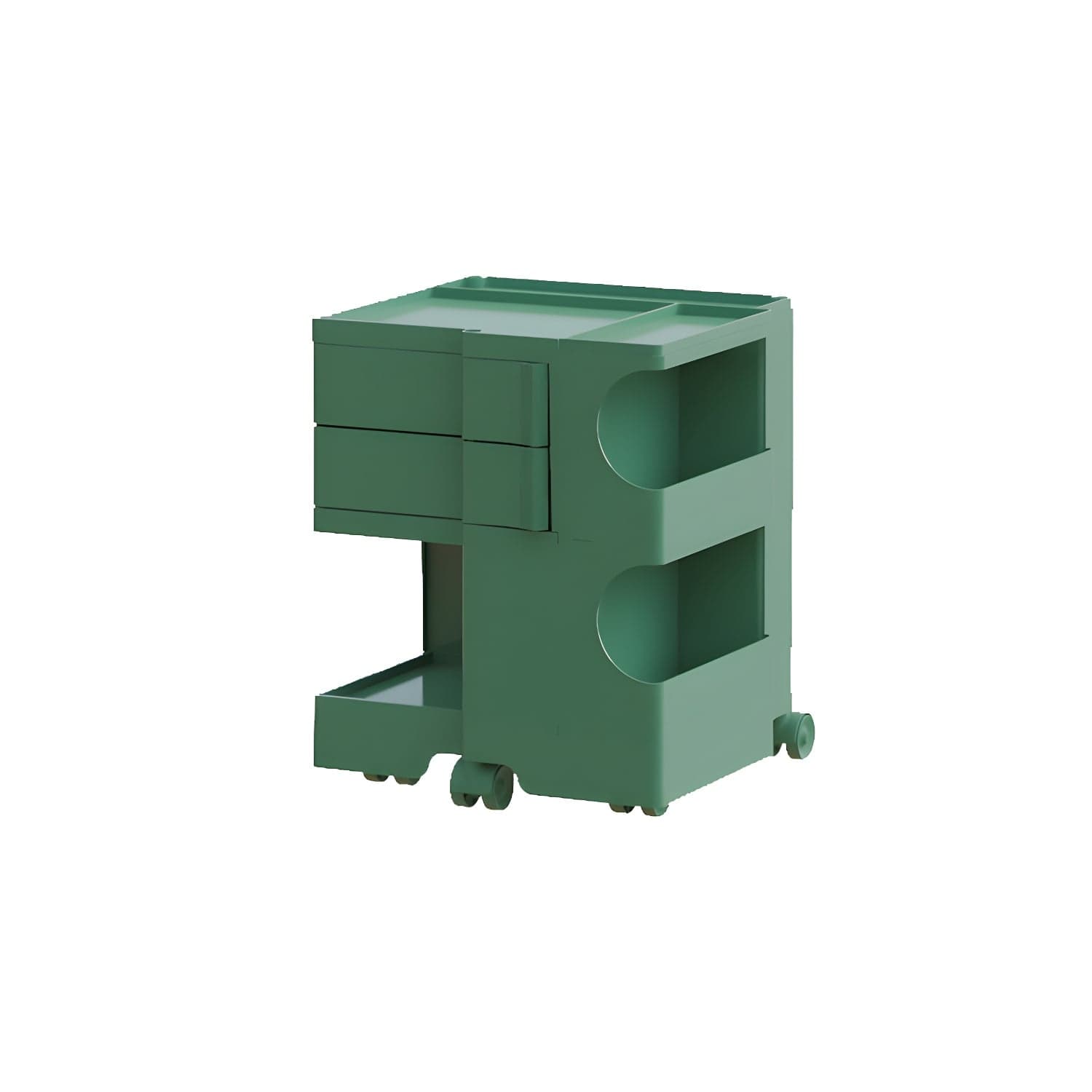 Modern Plastic Night Table Open Storage Night Stand with Wheels thumbnail 6