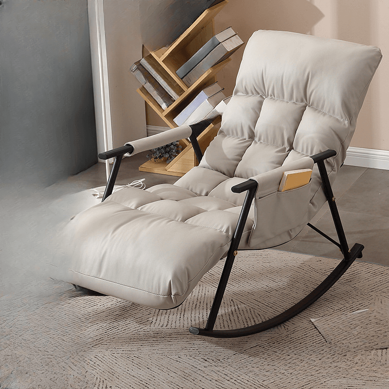 Butter Color/Azure/Olive Green Ergonomic Rocking Chair Couch with Rear Back, Stationary thumbnail 1