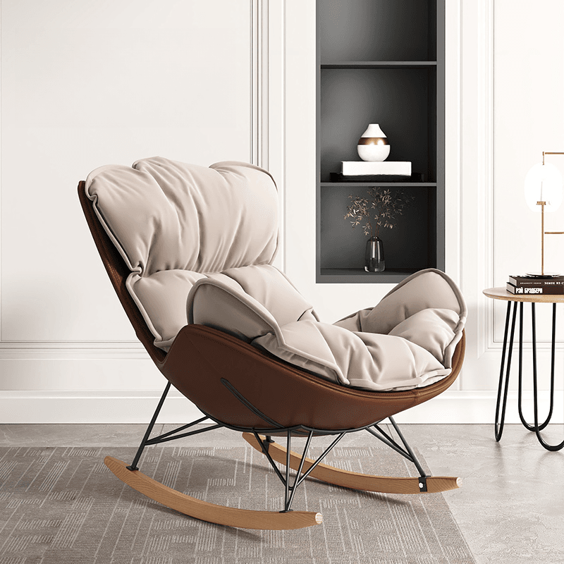 Stationary Rocking Chair with Flared Arm and Rear Support thumbnail 6