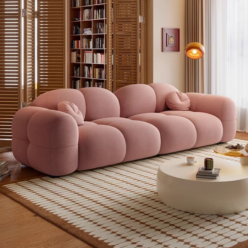 Versatile Grey/Blush/Amber Flannel Standard Sofa/Loveseat with Arm and Concealed Support thumbnail 6