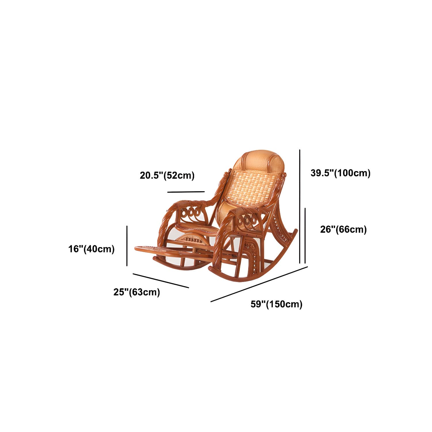 Traditional Spindle Rocking Accent Chair Tobacco Finish Rocker Chair Reclining thumbnail 26