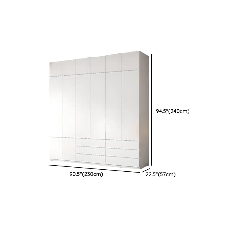 White Contemporary Alloy Cabinet Armoire with 3/6/9 Drawers, Flexible Shelf, and Hanging Rod thumbnail 46