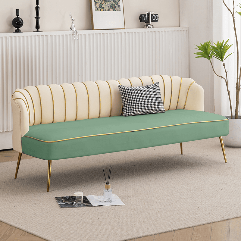 Modish Solid Color Stain Resistant Standard Sofa/Loveseat in Grey/Beige/Amber Color for 2/4-seater/3-seater with 1 Pillow thumbnail 9