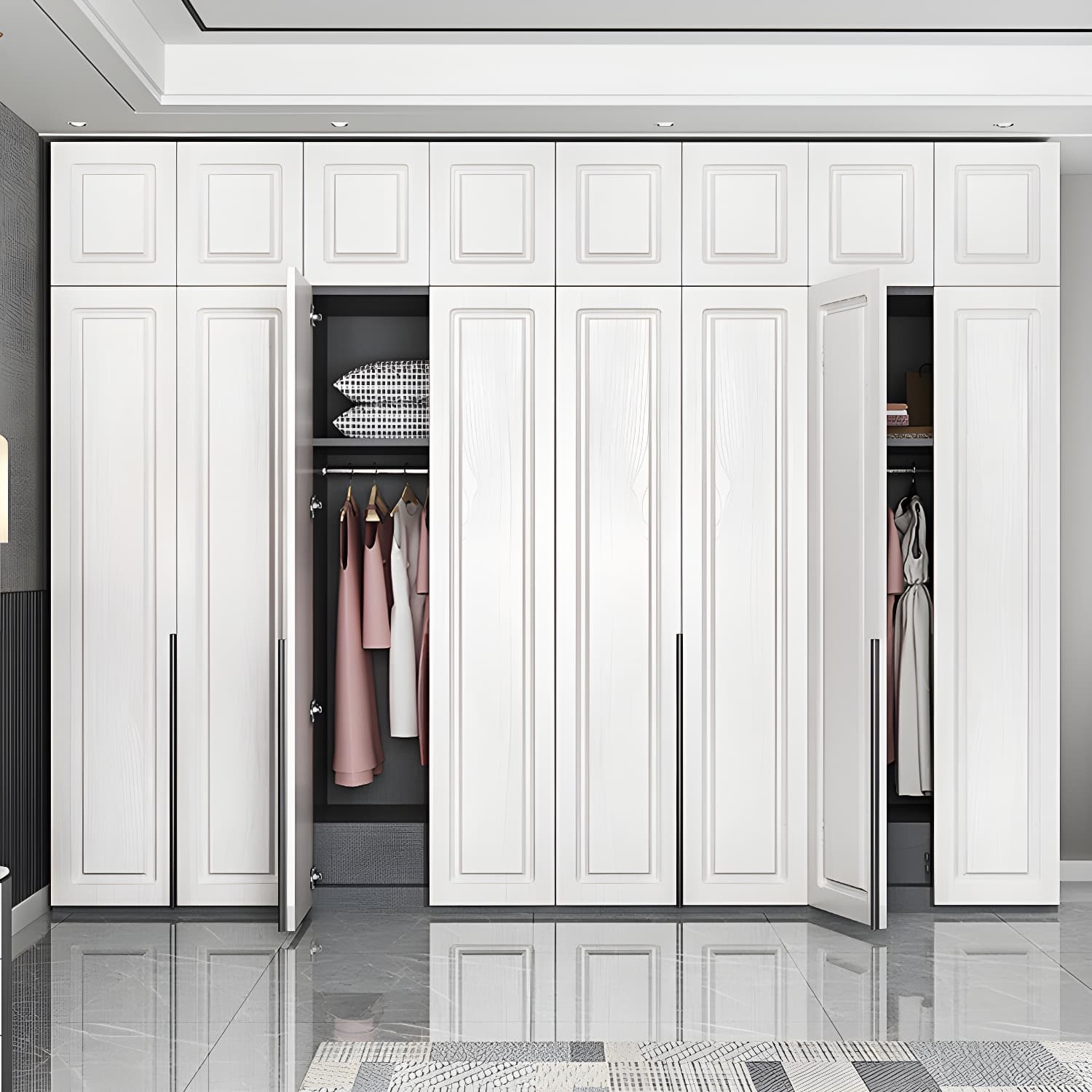 Modern Style Wooden Wardrobe Soft Close Door Wardrobe Closet with Drawer thumbnail 4