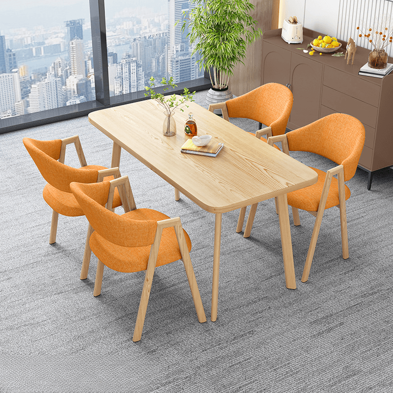 Casual Dining Table Set with Natural Wood Finish, Reclaimed Wood Top, and Seating for 4 Chairs thumbnail 8