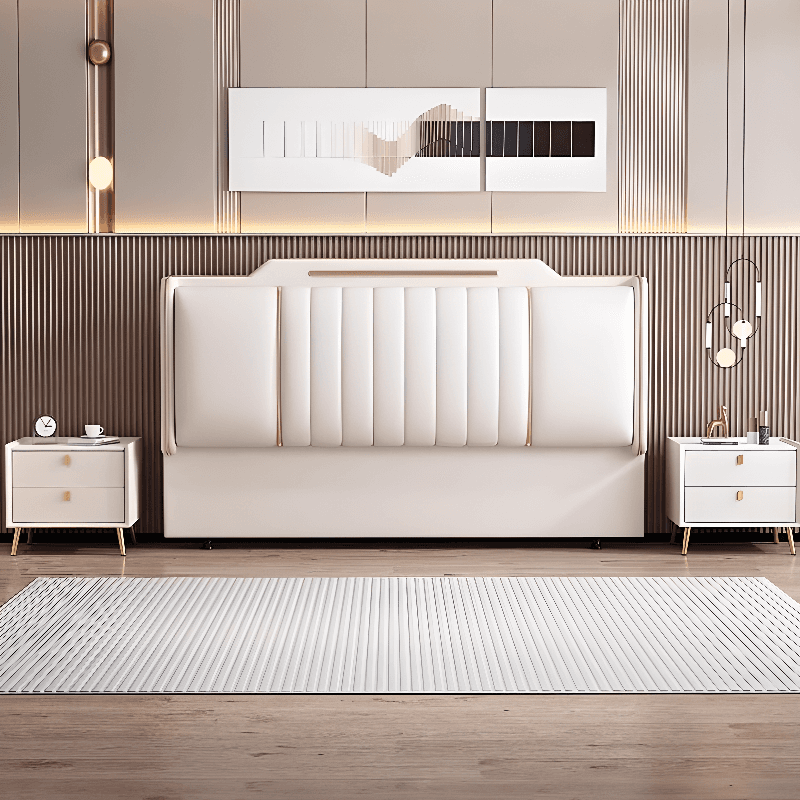 Modish Timber Framed Sponge Filling King(76"W x 80"L)/Queen(60"W x 80"L)/Full(54"W x 75"L) Standard（36-55“） Stepped No Distressing Wingback Headboard thumbnail 9