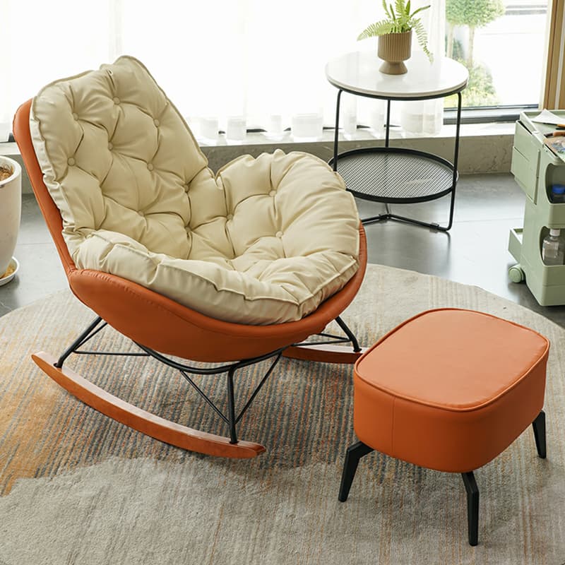 Ergonomic and Stationary Solid Wood Maternity Rocking Chair with Back and Flared Arm thumbnail 15