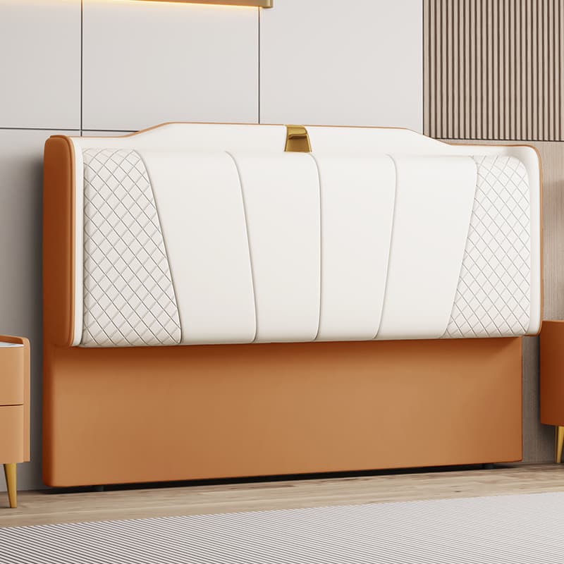 Trendy Panel Headboard in Natural Wood with No Distressing, Scooped Shape for Queen/Full Bed, Sponge Upholstery Fill, Standard Height thumbnail 10