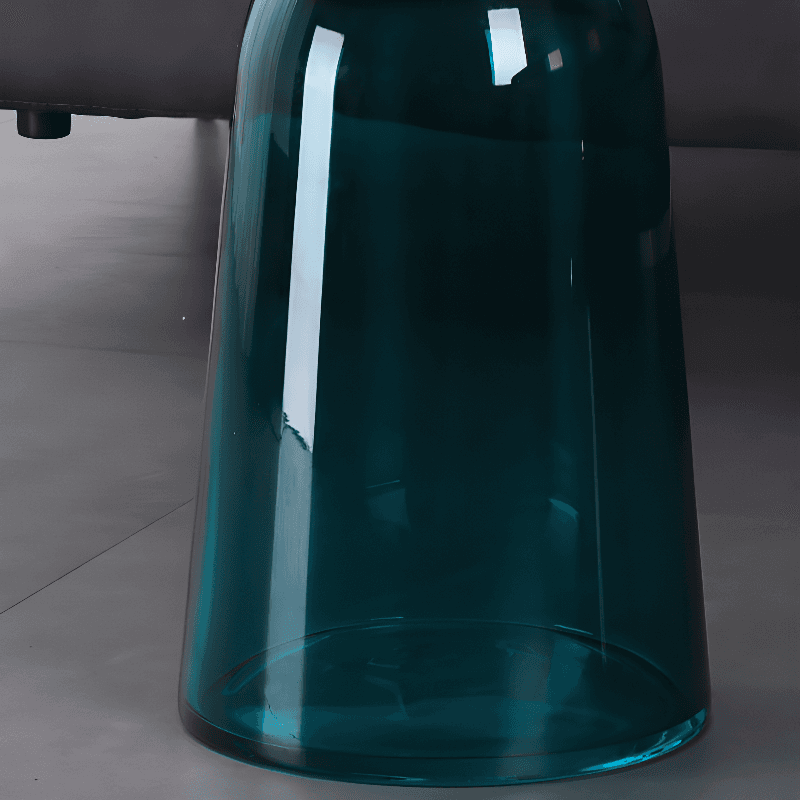 Simplistic Single Side Table with Hardened Glass and Plinth Base, Rounded Top thumbnail 11