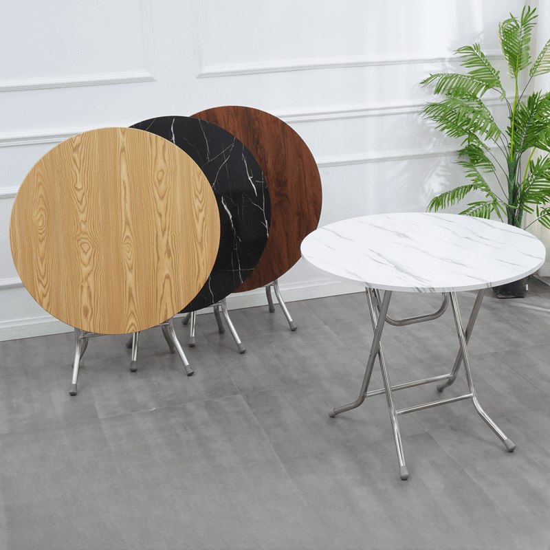 Art Deco Sepia/Natural Color/Cream Rounded Dining Table with Timber Top, Portable and Collapsible for 2 People thumbnail 7