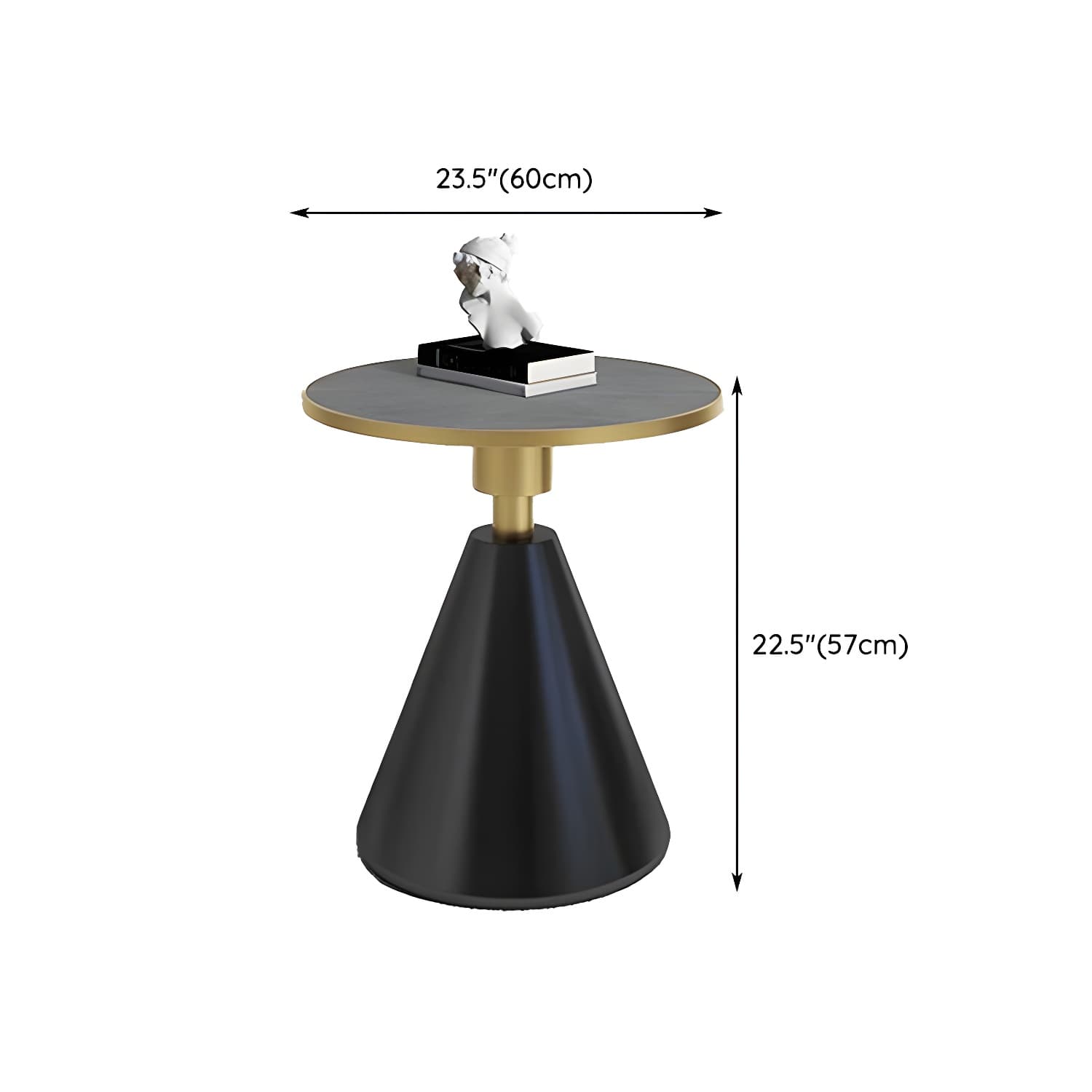 Round Stone Glam Coffee Table with Pedestal Iron Base and Built-in Storage thumbnail 18