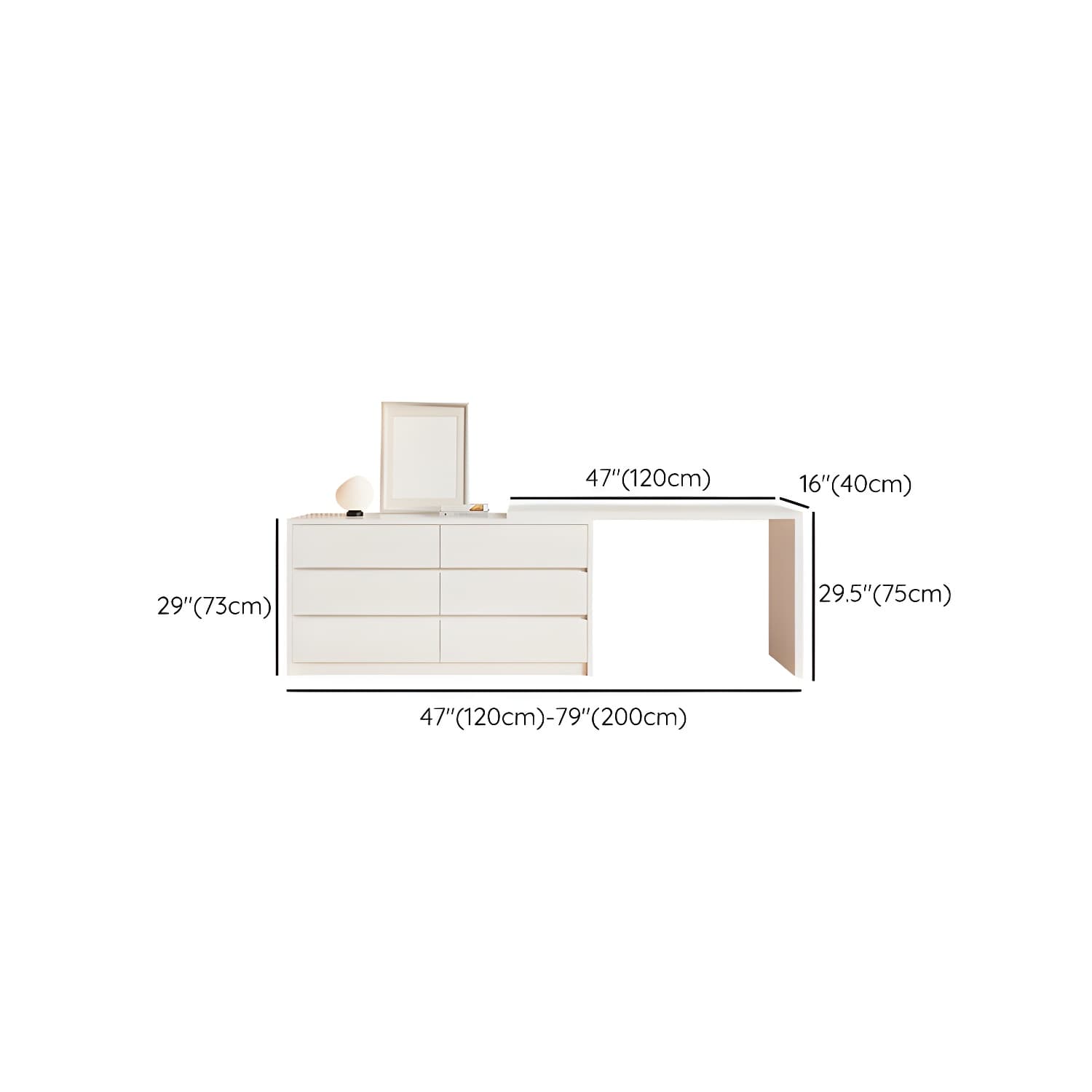 Contemporary White Wood Rectangle Top Make-up Vanity with Lighted Mirror thumbnail 14