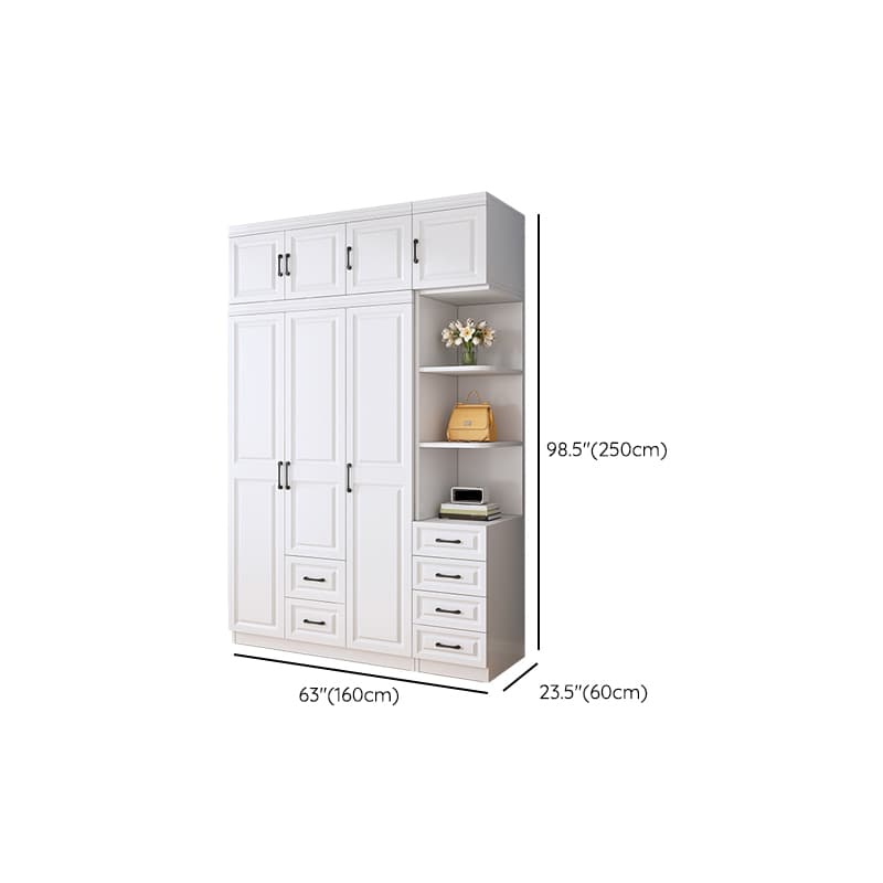 Modern White Wood Wardrobe Armoire with Soft-Close Drawers and Clothing Rod thumbnail 25