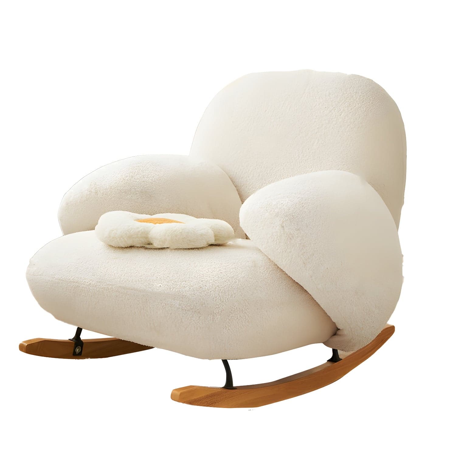 37" Wide Solid Wood Upholstered Rocking Accent Chair with Legs thumbnail 8