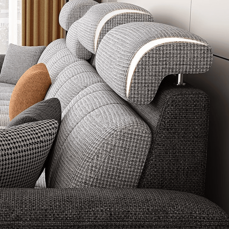 Straight Scratch-repellent Sofa with Side Pocket and Horizontal Flared Arm, Includes 1 Ottoman thumbnail 8
