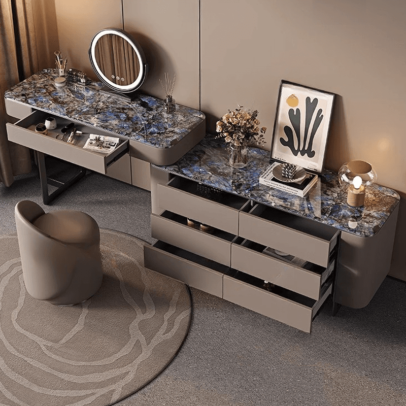 Vanity Set in Tan with 7 Drawers, Scalable and Push-Pull Features thumbnail 7