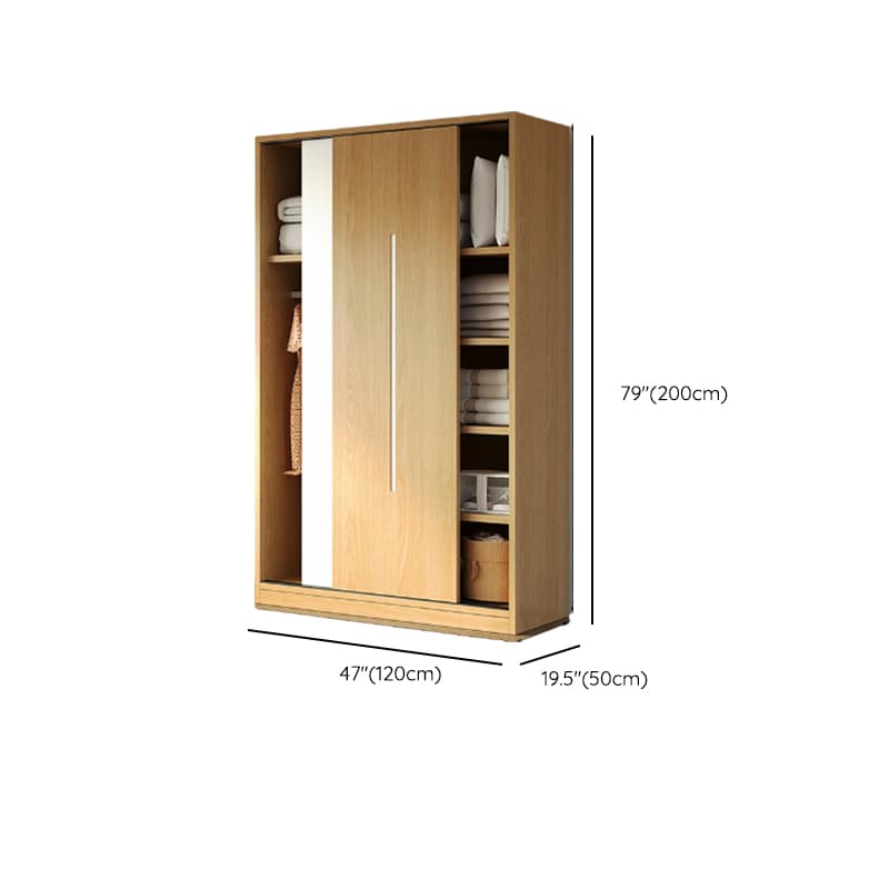 Natural Color Minimalist Cabinet Armoire with Soft Close Drawer, Soft Close Door & Interior Shelves thumbnail 11