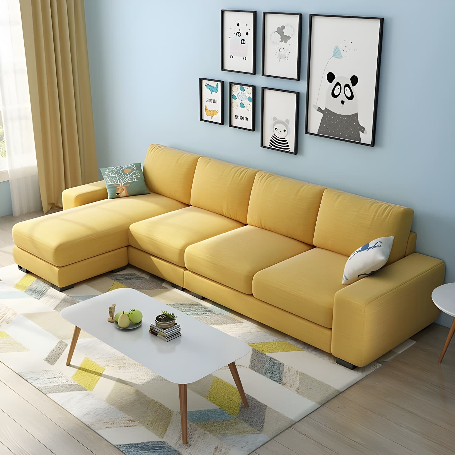 Scandinavian Wood Frame Straight Sofa with Cushion Back and Slipcover in 3 Piece Set thumbnail 17