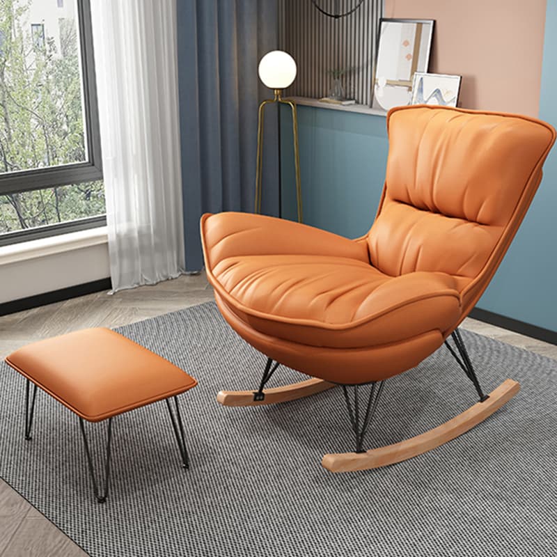 Elegant Upholstered Rocking Chair with Natural Wood Legs - Modern Style for Chic Home Decor thumbnail 11