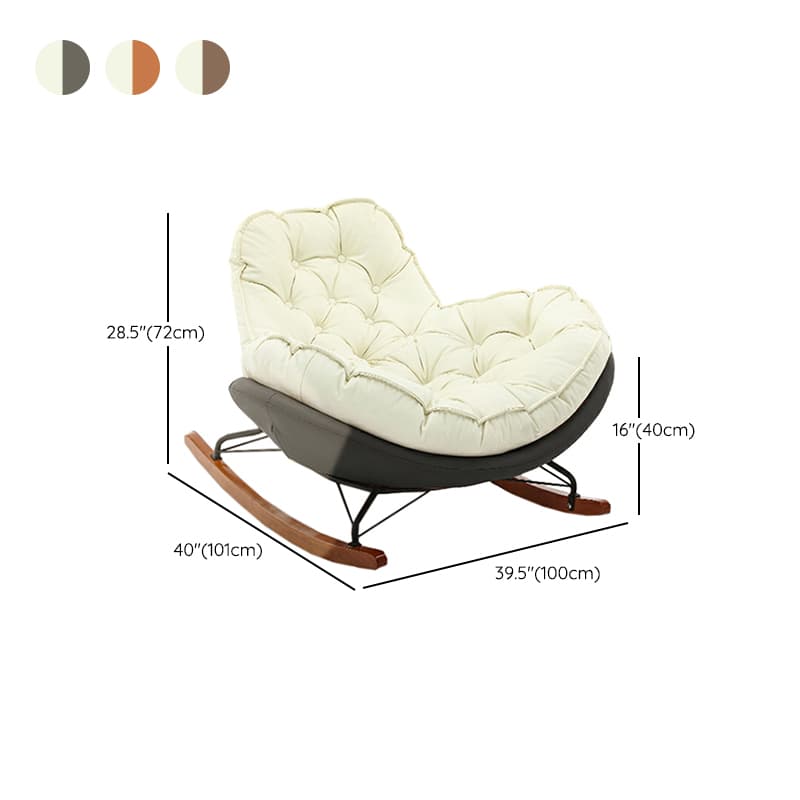 Modern Upholstered Rocking Chair - Stylish Indoor Seating with Natural Wood Legs and Tufted Design - image 23
