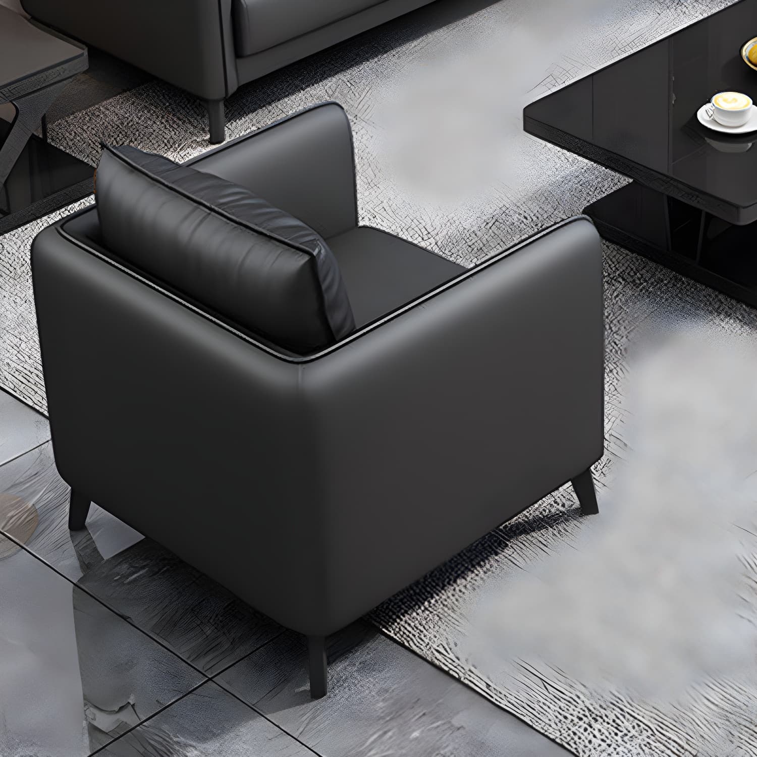Standard Square Arm Leather Stain Resistant Sofa Couch with Pillows thumbnail 17