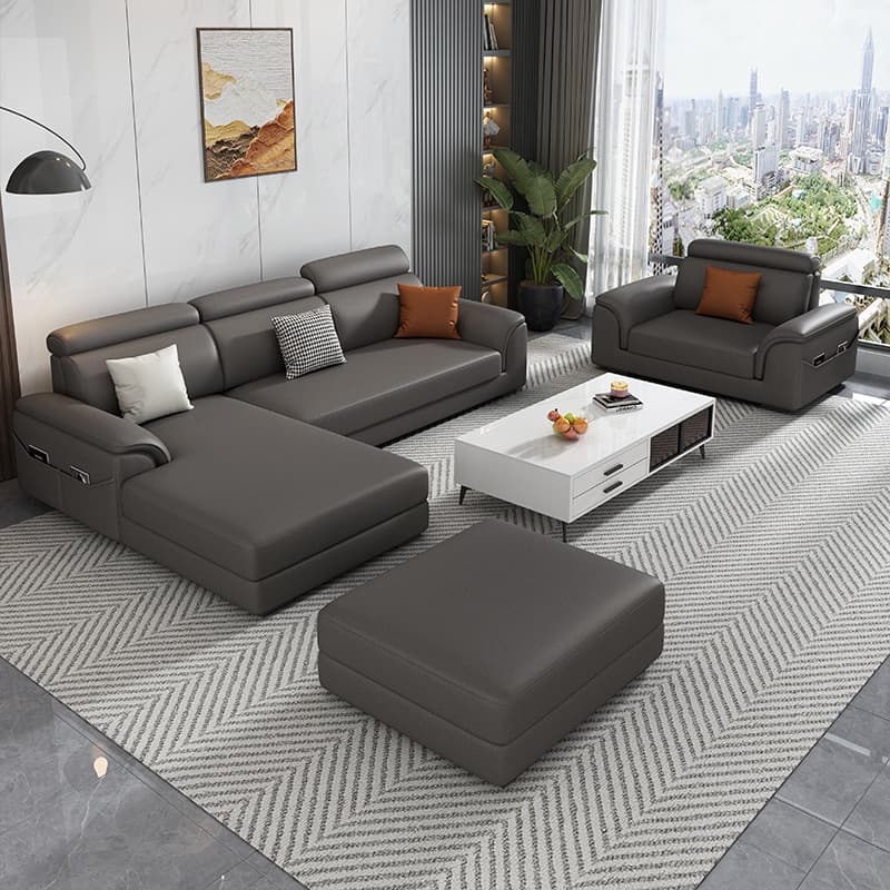 L-Shape/Straight Left/Horizontal Sofa Recliner/Sofa Couch with Pine Wood Frame thumbnail 2