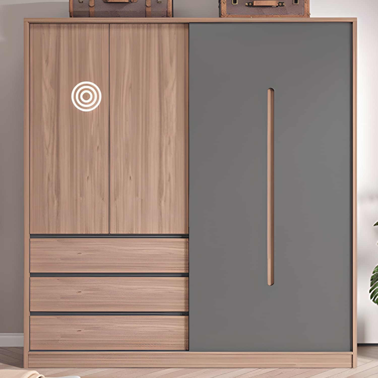 Contemporary Sliding Door Storage Cabinet Bedroom Cabinet with Drawers thumbnail 10