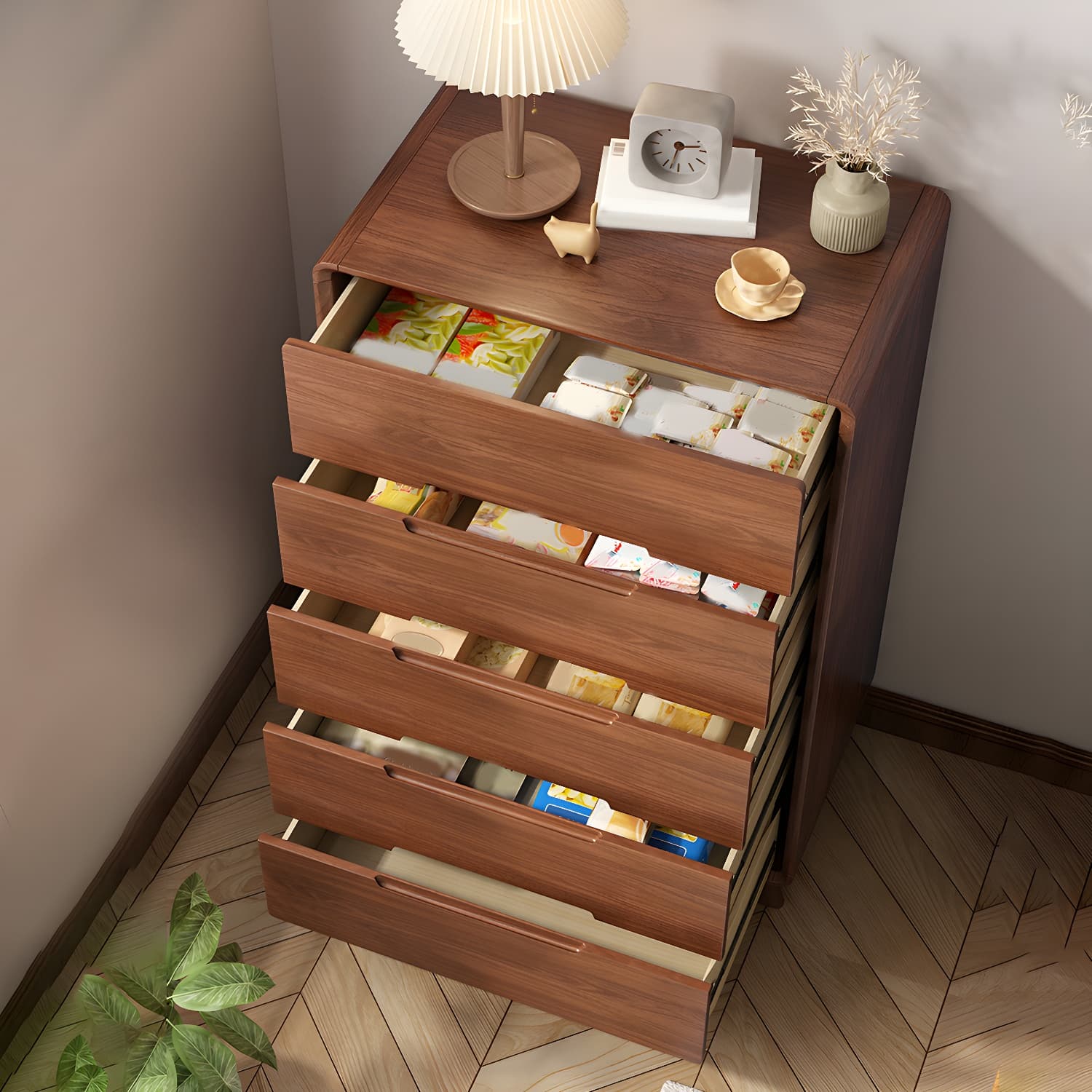 Modern Solid Wood Dresser with Narrow Profile and Drawers in Natural Finish thumbnail 8