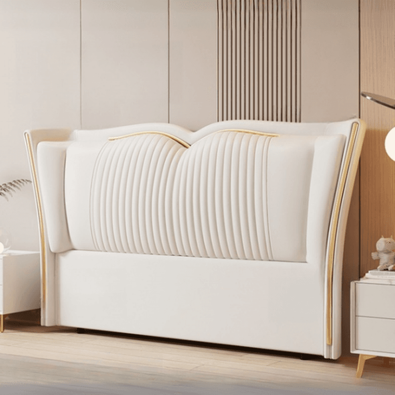 Modern Simple Style Wingback Headboard in Natural Wood for King/Queen/Full Bed with No Distressing, Sponge Upholstery, Free-standing Standard Height thumbnail 7