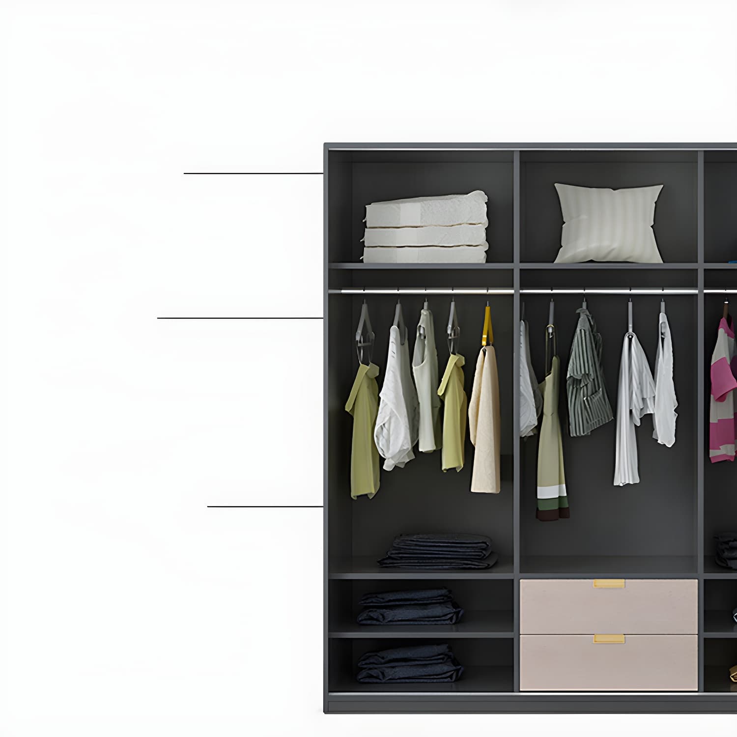 Black Wardrobe Cabinet Contemporary Glass Wardrobe Armoire for Home thumbnail 9