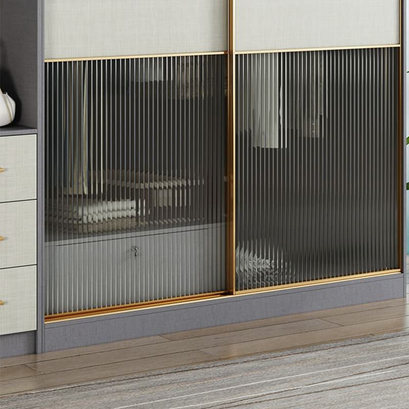 Contemporary Grey Wood Freestanding Cabinet Armoire with Lock, Interior Shelves & Soft Close Drawer thumbnail 10